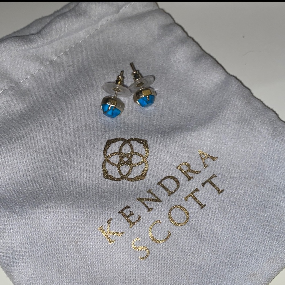 Kendra Scott Blue and Gold Stud Earrings